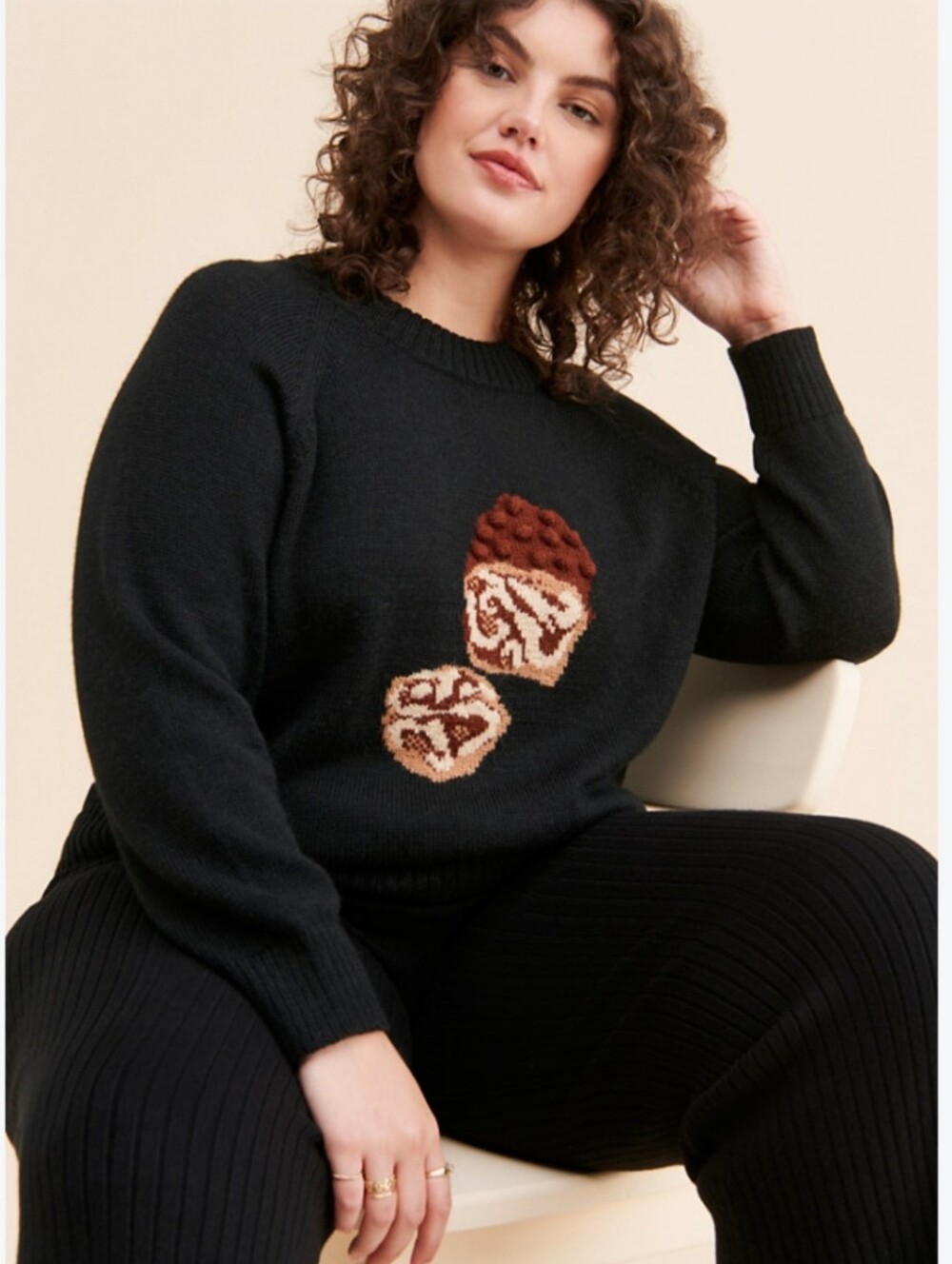 Iconic Chocolate Babka Alpaca Blend Knit Rachel Antonoff Novelty Food Sweater 2X